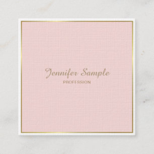 Gold Blush Pink White Modern Elegant Luxury Trendy Vierkante Visitekaartje