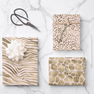 Gold Blush Pink Zebra Animal Print Inpakpapier Vel