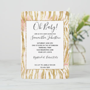 Gold Blush Pink Zebra Print Kaart
