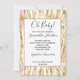 Gold Blush Pink Zebra Print Kaart