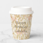 Gold Blush Pink Zebra Print Papieren Bekers (Voorkant)