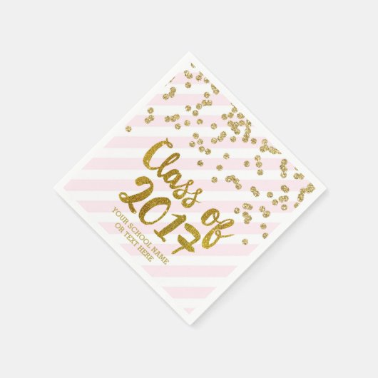 Gold Blush Roze Confetti Klasse van 2017 Afstudere Servetten (Hoek)