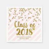 Gold Blush Roze Confetti Klasse van 2018 Afstudere Servet (Voorkant)