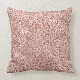 Gold Blush Roze Glitzy Glitter Leopard Print Kussen