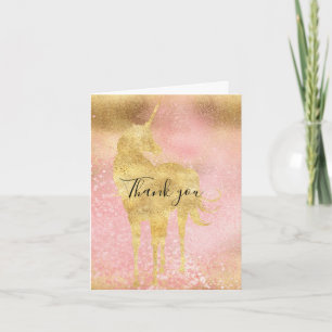 Gold Blush Roze Magische Eenhoorn dank u Bedankkaart