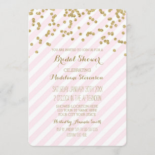 Gold Blush Roze Stripes Bridal Shower-uitvindingen Kaart