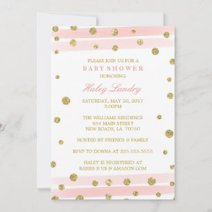 Gold + Blush roze Waterverf Baby shower Kaart