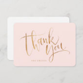 Gold Blush Simple moderne Calligraphie merci (Devant / Derrière)