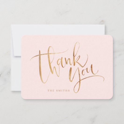 Gold Blush Simple moderne Calligraphie merci (Devant)