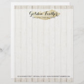 Gold Bohemian Feather op Rustige houten planken Briefhoofd Sjabloon (Voorkant / Achterkant)