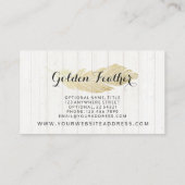 Gold Bohemian Feather op Rustige houten planken Visitekaartje (Achterkant)