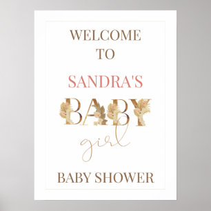 Gold Boho Baby Girl Welkomstteken Baby shower Poster