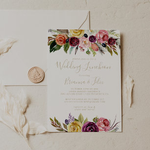 Gold Boho Bloemen Bruiloft Luncheon Vrijgezellenfe Kaart