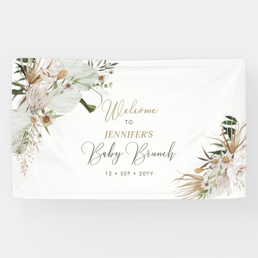 Gold Boho/Bohemian Baby Brunch Welkom Spandoek (Horizontaal)