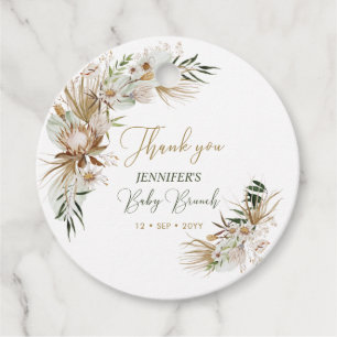 Gold Boho/Bohemian Baby shower Brunch Hartelijk da Bedankjes Labels