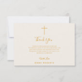 Gold Boho Cross 3-Photo Carte de remerciements Bap (Dos)