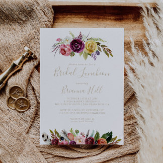 Gold Boho Floral Bridal Luncheon Vrijgezellenfeest Kaart