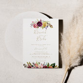 Gold Boho Floral Brunch met de bride Shower Kaart