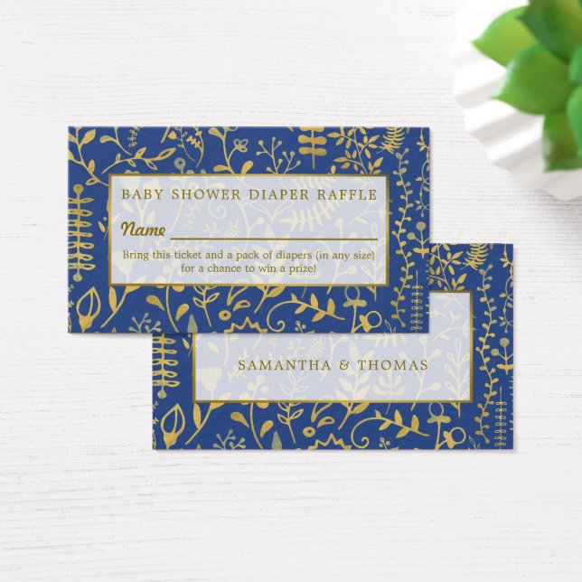 Gold Boho, Floral Diaper Raffle Ticket Visitekaartjes (Bureau)