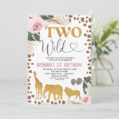 Gold Boho Floral Safari 2 Wilde 2e verjaardag Kaart (Staand voorkant)