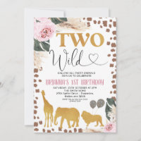 Gold Boho Floral Safari 2 Wilde 2e verjaardag