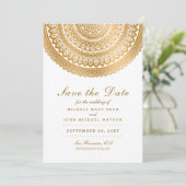 Gold Boho Mandala White Save the Date White Kaart (Staand voorkant)