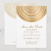 Gold Boho Mandala White Save the Date White Kaart (Voorkant / Achterkant)
