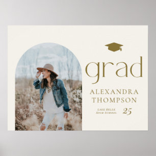 Gold Boho Minimalist Arch Photo Afstuderen Poster