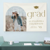 Gold Boho Minimalist Arch Photo Afstuderen Spandoek (Beurs)