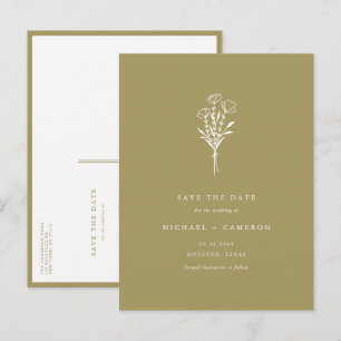 Gold Boho Minimalist Botanical Save the Date Aankondigingskaart