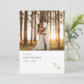 Gold Boho Moderne Minimalistische Foto Save The Date (Staand voorkant)