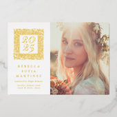 Gold Boho Natural Photo Graduation Faire-part (Recto)