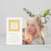 Gold Boho Natural Photo Graduation Faire-part (Debout devant)