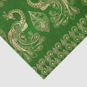 Gold Boho Peacocks op Bright Green Tissuepapier (Detail)