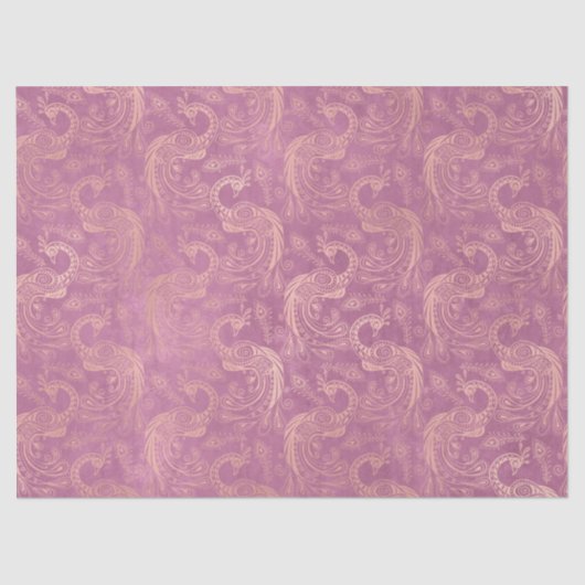 Gold Boho Peacocks op de roze ontkoppeling Tissuepapier (Voorkant)