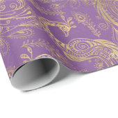 Gold Boho Peacocks op Lavender Cadeaupapier (Rol Hoek)