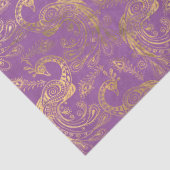 Gold Boho Peacocks over de ontkoppeling van lavend Tissuepapier (Detail)