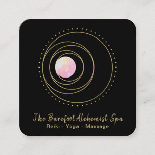 *~* Gold Boho Pink Moon Sacred Geometry Lunar Vierkante Visitekaartje