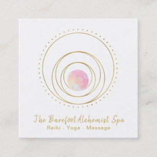 *~* Gold Boho Sacred Geometry Luna Lunar Moon Pink Vierkante Visitekaartje