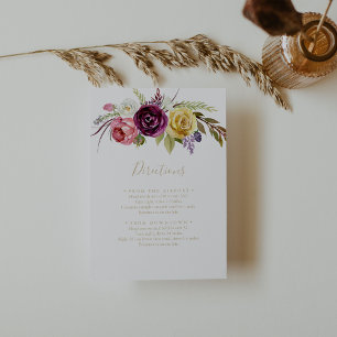 Gold Boho Tropical Floral Wedding Routebeschrijvin Informatiekaartje