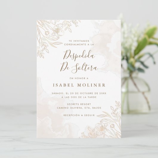 Gold Boho Wildflowers Spaans Vrijgezellenfeest Kaart (Staand voorkant)