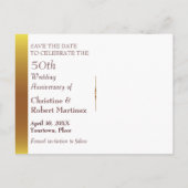 Gold Bokeh Bewaar de datum 50e Jubileum Aankondigingskaart (Achterkant)