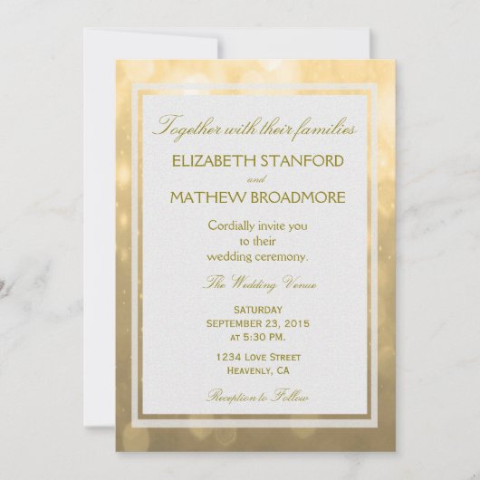 Gold Bokeh | FAIRE-PART DE MARIAGE (Devant)