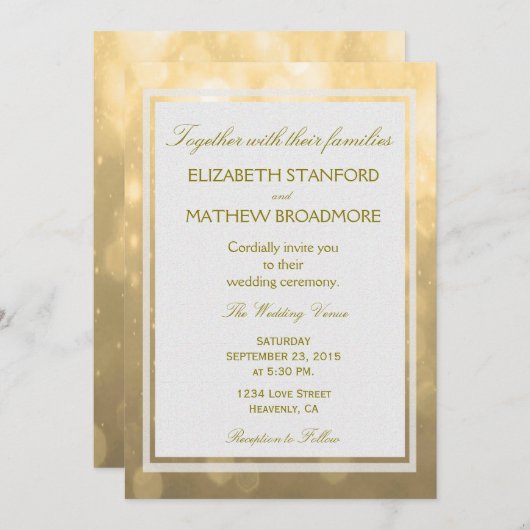 Gold Bokeh | FAIRE-PART DE MARIAGE (Devant / Derrière)