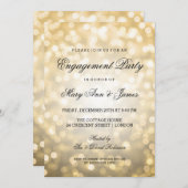 Gold Bokeh Lights Elegant Engagement Party Kaart (Voorkant / Achterkant)