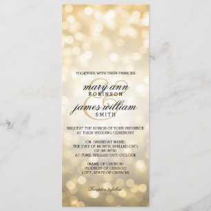 Gold Bokeh Lights Elegant Wedding Kaart