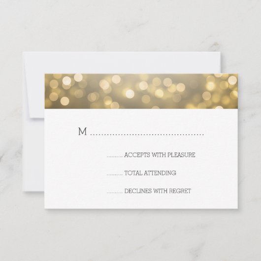 Gold Bokeh Lights Elegant Wedding RSVP (Voorkant)