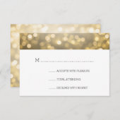 Gold Bokeh Lights Elegant Wedding RSVP (Voorkant / Achterkant)
