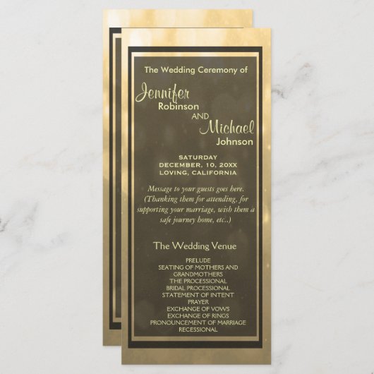 Gold Bokeh Lights gastprogramma Programma (Voorkant / Achterkant)