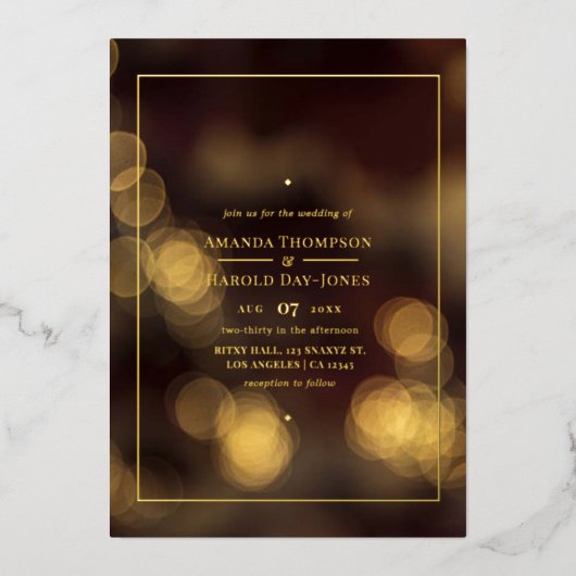 Gold Bokeh Mariage Foil Invitation (Recto)